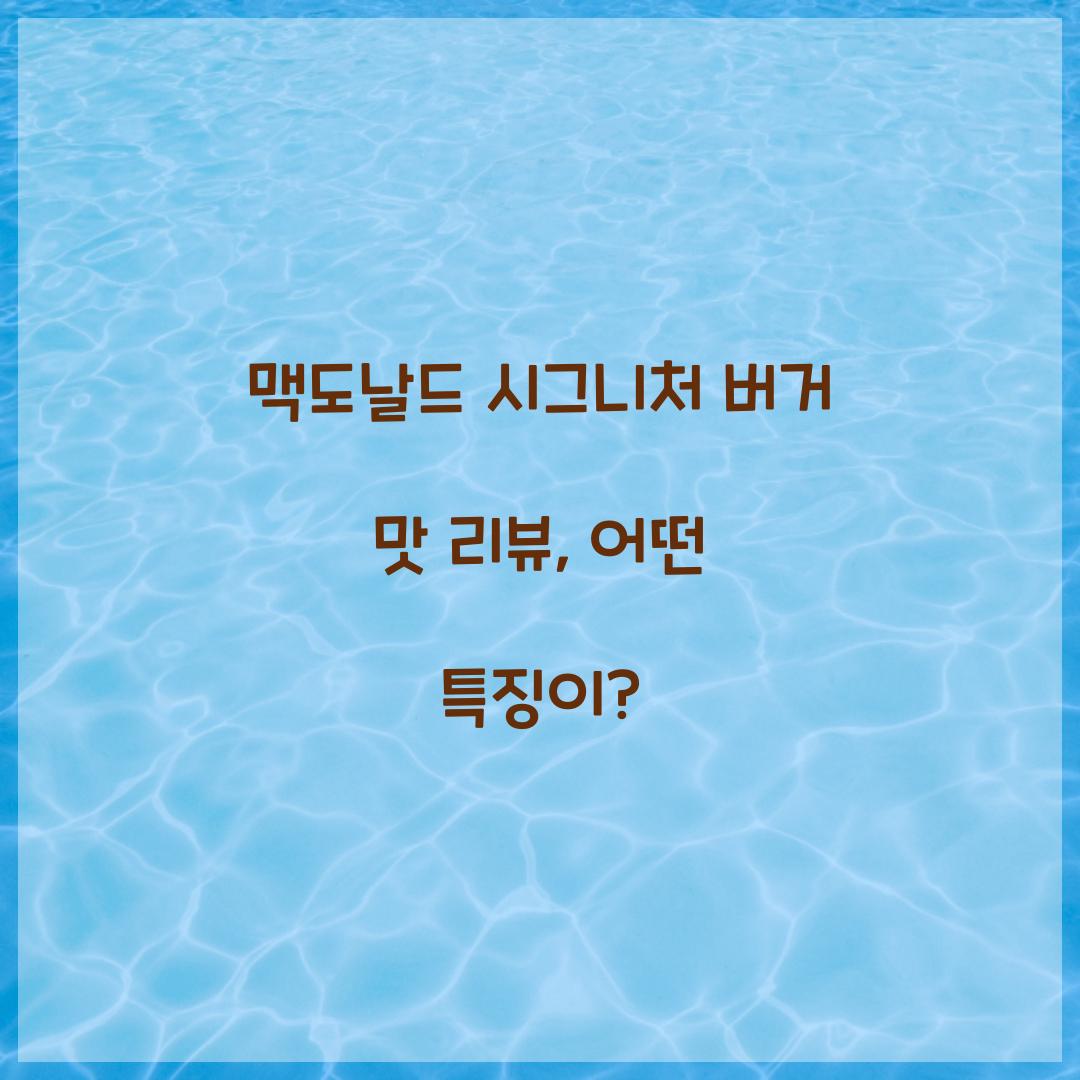 맥도날드 시그니처 버거 맛 리뷰