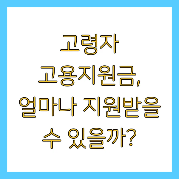 60세 이상 고령자 고용지원금 신청 방법 및 지원금액