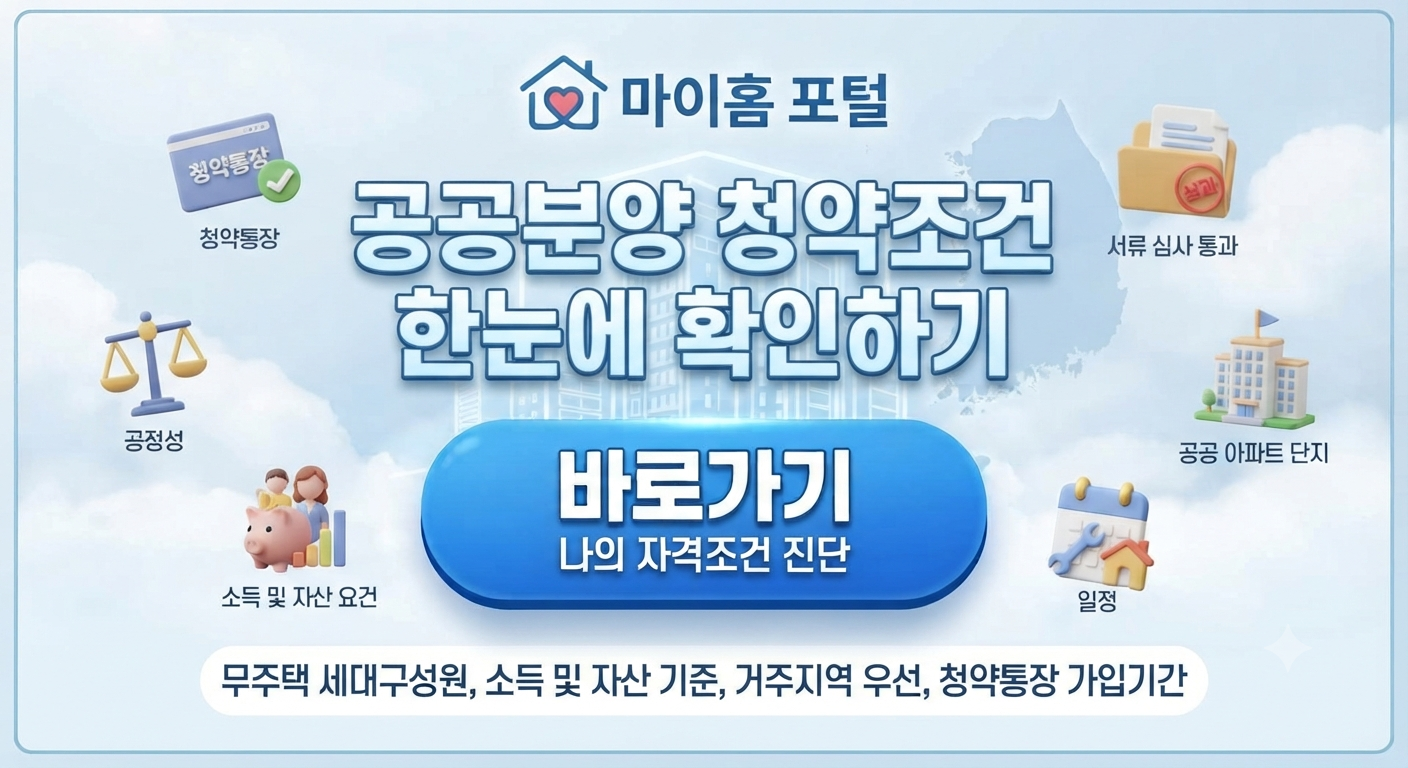 #공공분양 #청약조건 #소득기준 #자산기준 #무주택 #특별공급 #일반공급 #청약홈 #LH청약플러스