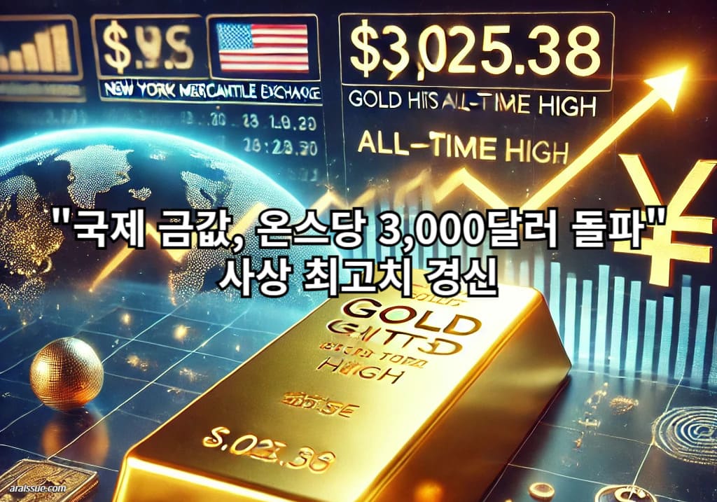 국제 금값, 온스당 3,000달러 돌파&hellip;사상 최고치 경신