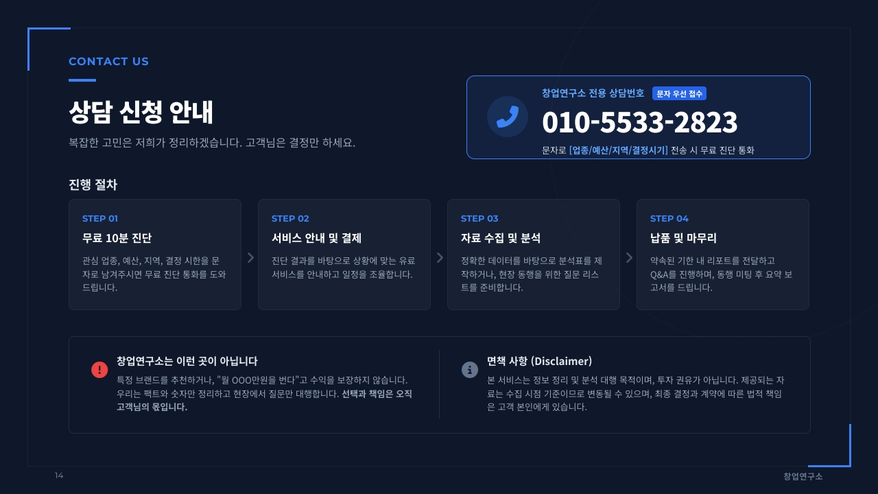 창업연구소 10분 무료 진단 상담 신청 방법