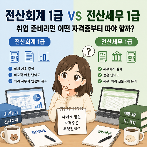 전산회계 1급 vs 전산세무 1급 취업 준비라면 어떤 자격증부터 따야 할까