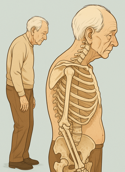 노인의 뼈 노화를 나타내는 이미지