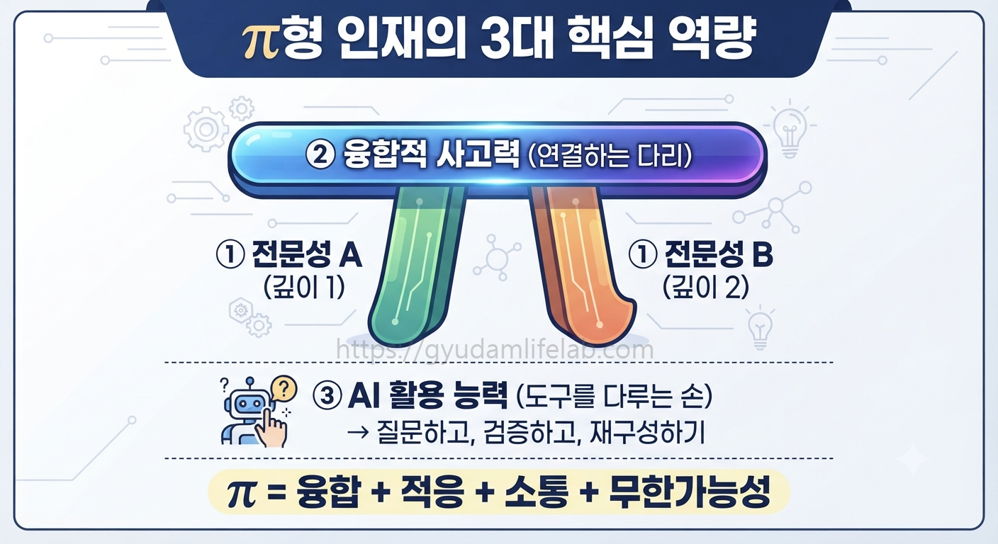 π 모양에 3가지 역량을 매핑한 구조도