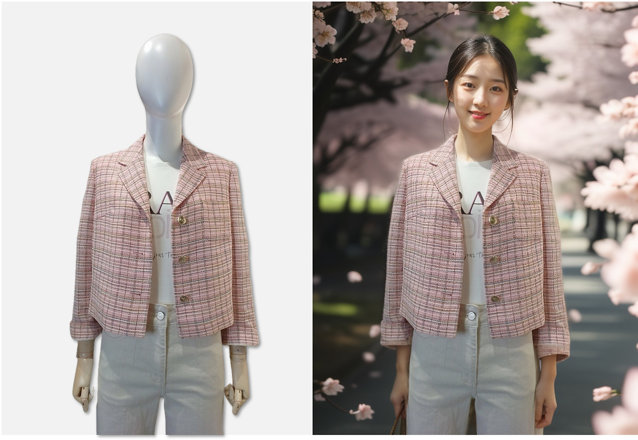 (左)原本写真(右)ドラップアートで生成したモデル写真