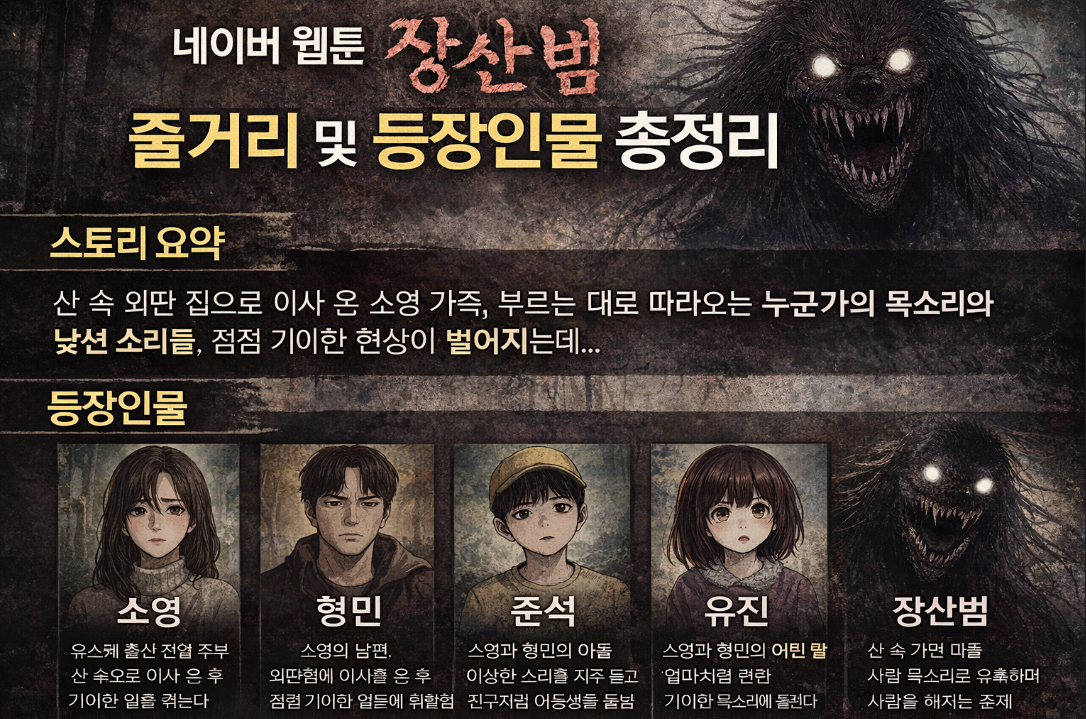 네이버 웹툰 장산범 줄거리&middot;등장인물 3분 완벽 정리