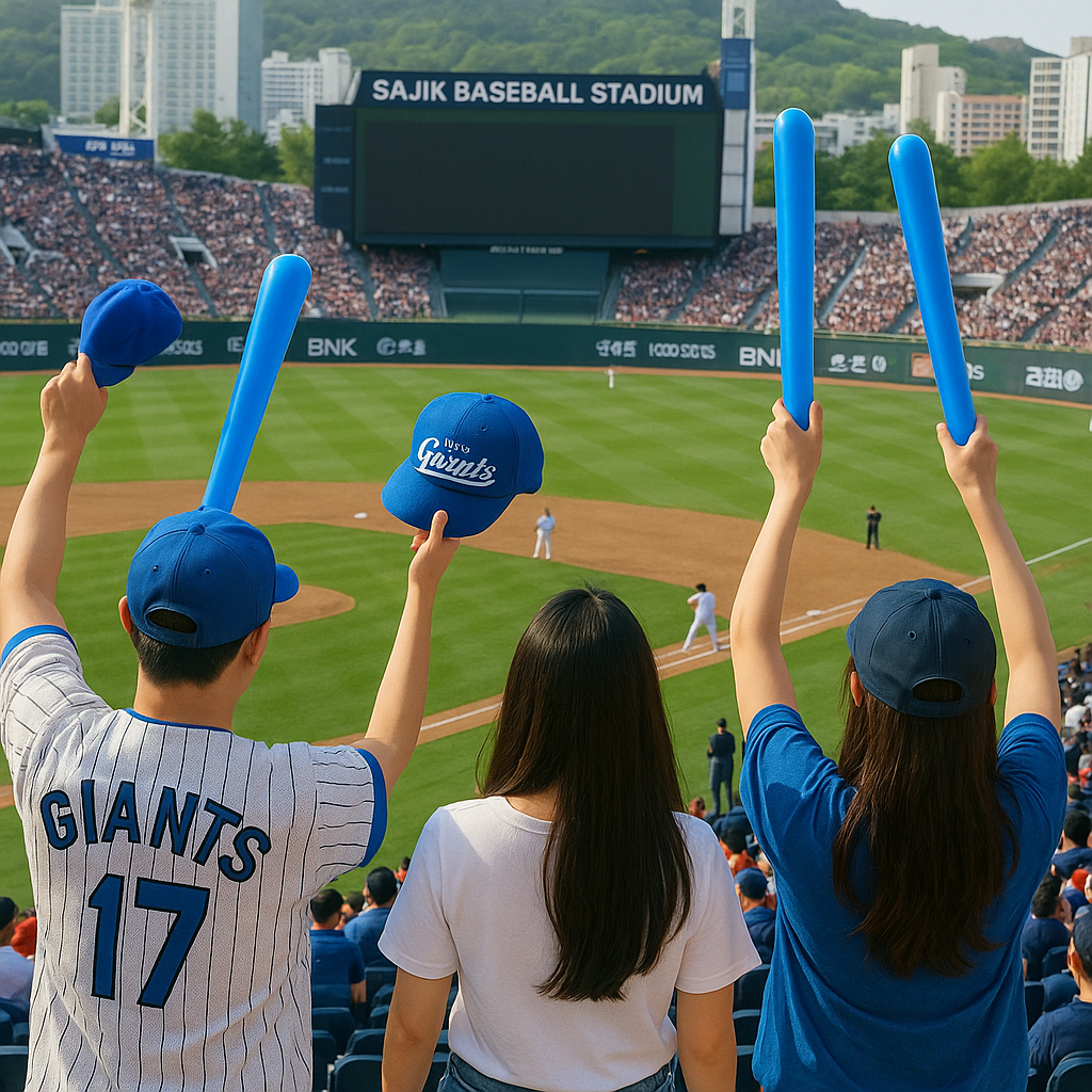 사직야구장에서 롯데 자이언츠 응원하는 모습