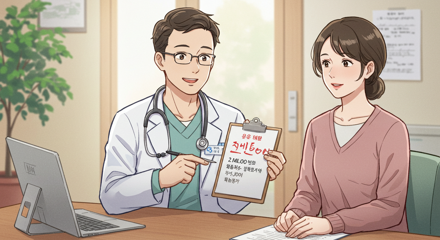 수술비 특약 구조를 설명하는 의사와 환자