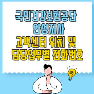 국민건강보험공단 안성지사 고객센터 위치 및 담당업무별 전화번호