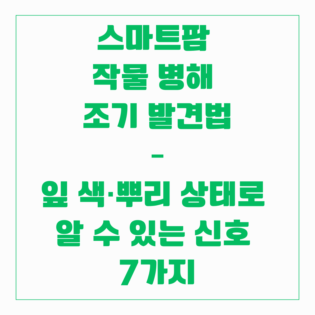 스마트팜 작물 병해 조기 발견법 - 신호 7가지