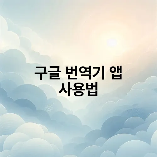 구글 번역기 앱 사용법