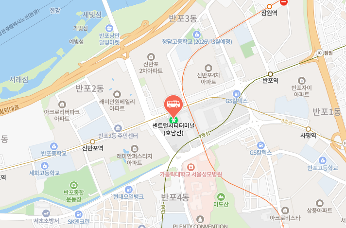 센트럴시티터미널 위치-지도