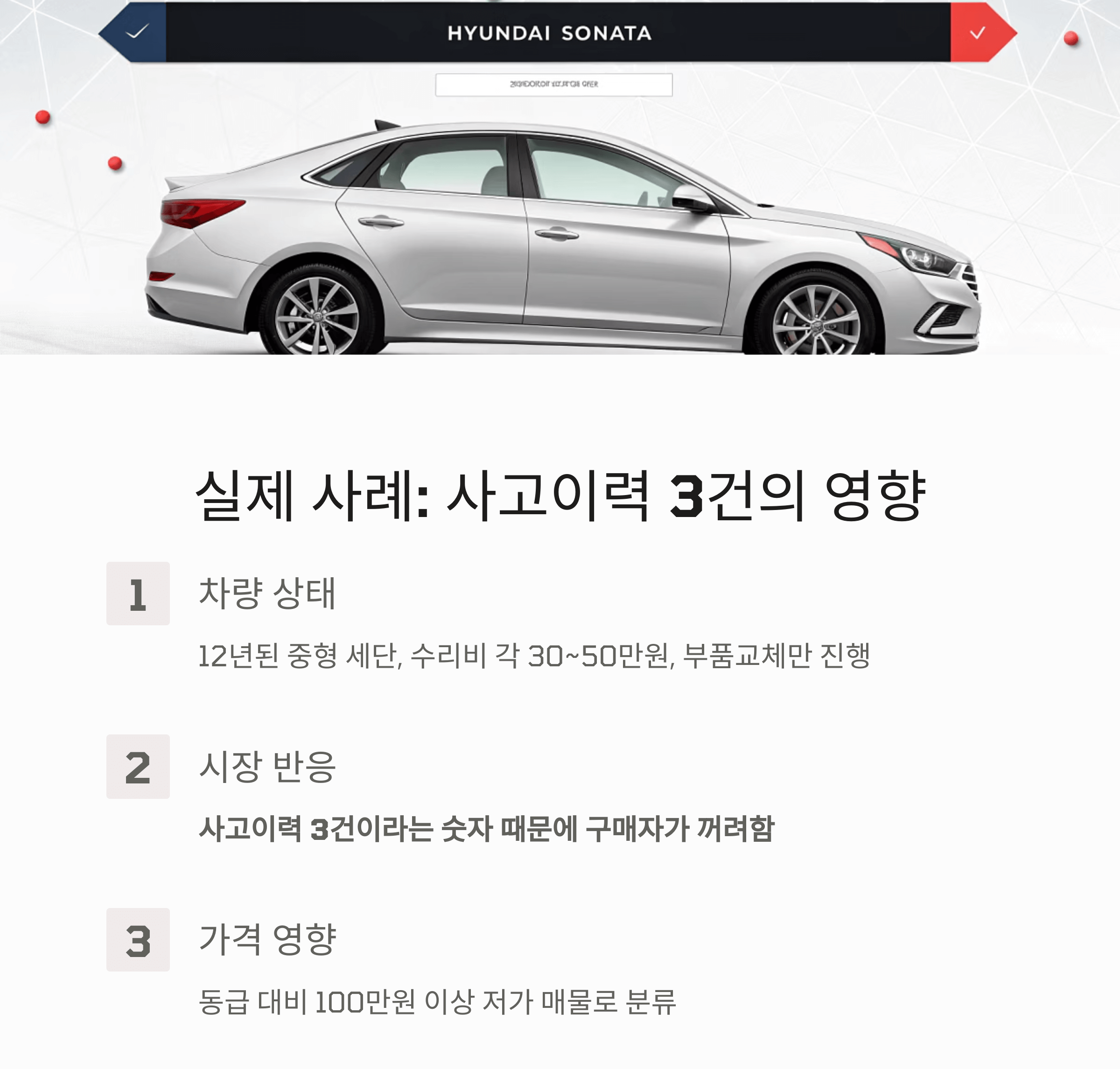 사고이력 3건 차량, 감가폭은