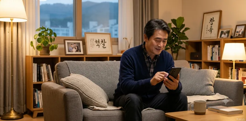 장정결제 복용을 무사히 마치고 화장실에서 맑은 변을 확인하고 안심하는 모습