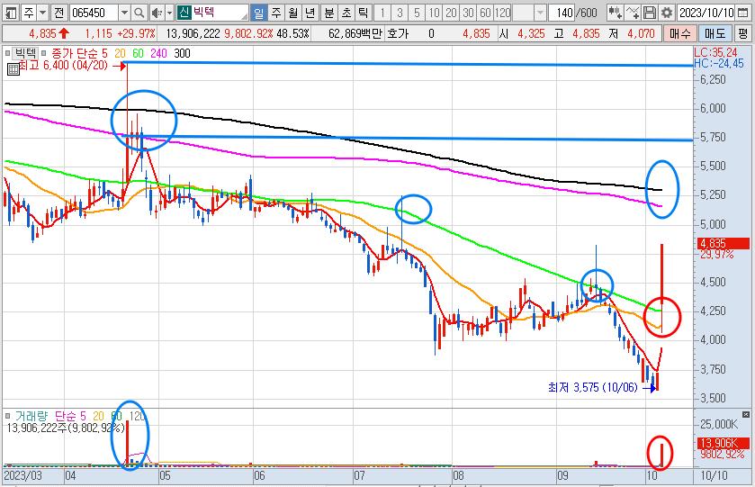 빅텍 일봉 차트