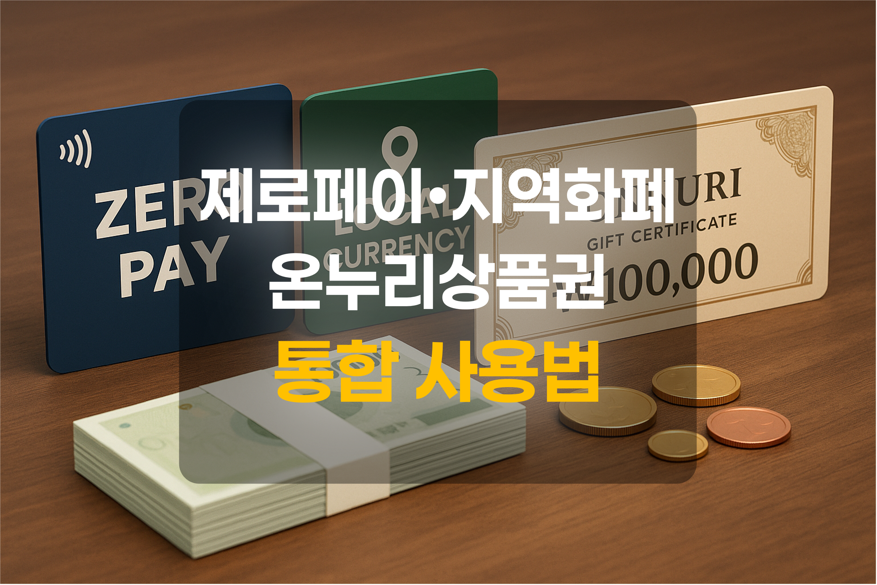 제로페이, 지역화폐, 온누리상품권을 표현한 그림