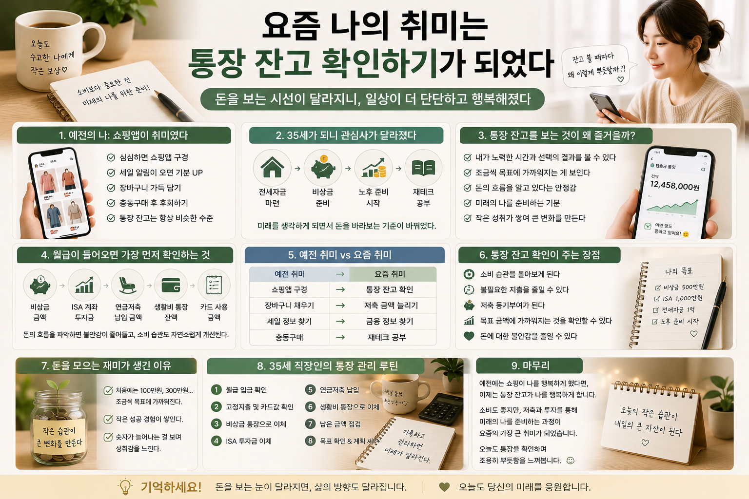 요즘 나의 취미는 통장 잔고 확인하기가 되었다