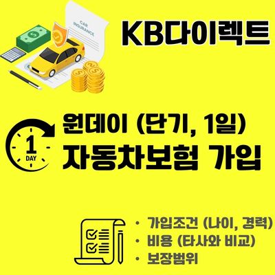 썸네일_KB 자동차보험 하루 원데이 가입조건 (나이, 운전경력, 타사 비교)
