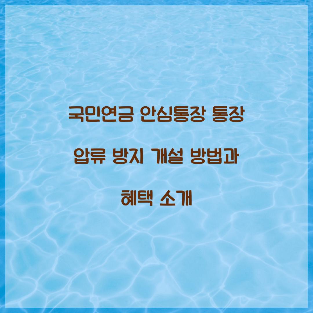국민연금 안심통장 통장 압류