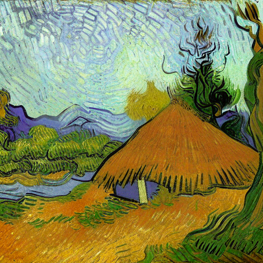 Stablie Diffusion - 고흐 스타일 그림의 인페인팅 변형