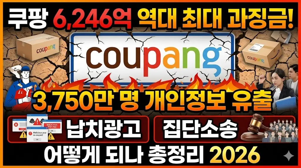 쿠팡 6,246억 역대 최대 과징금 &mdash; 3,750만 명 개인정보 유출&middot;납치광고&middot;집단소송 어떻게 되나 총정리 2026