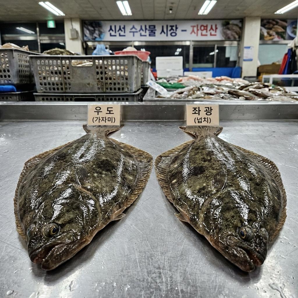 수산시장에서 신선한 자연산 도다리 고르는 선별 기준