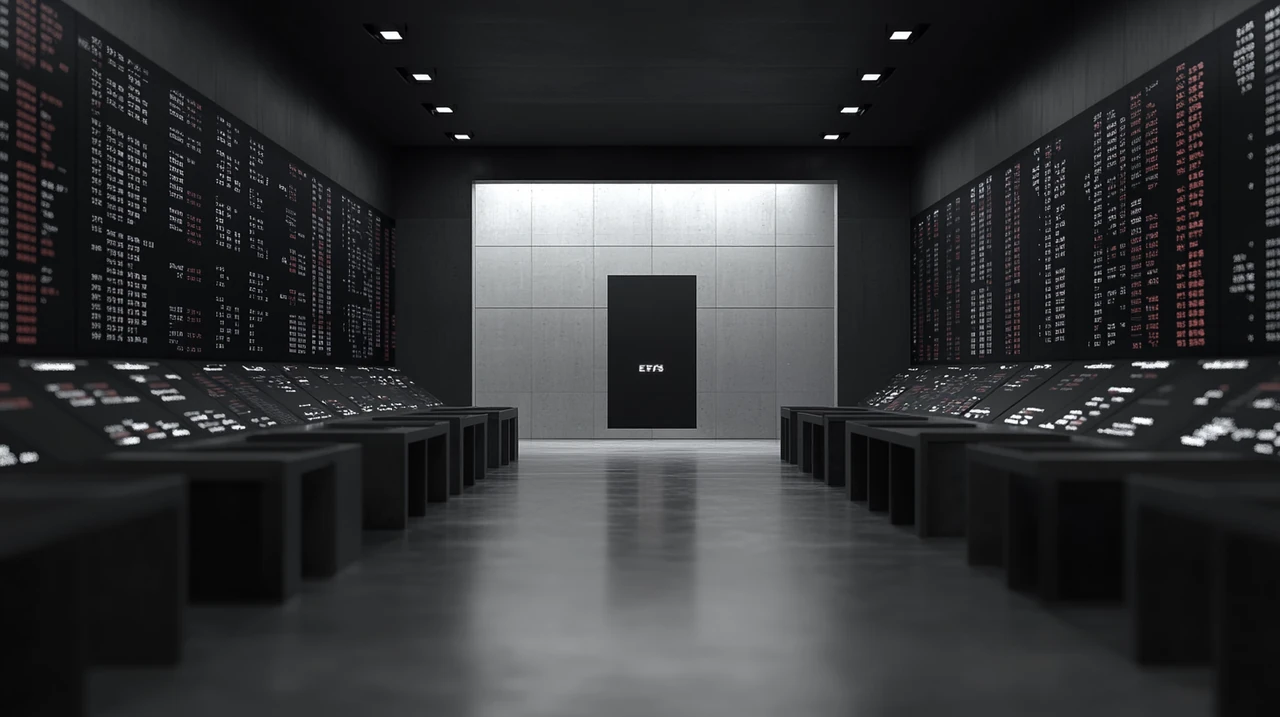 2025년의 최고 및 최저 성과를 기록한 ETF를 보여주는 시각화, 금융 데이터와 시장 트렌드를 명확하고 전문적인 방식으로 결합.