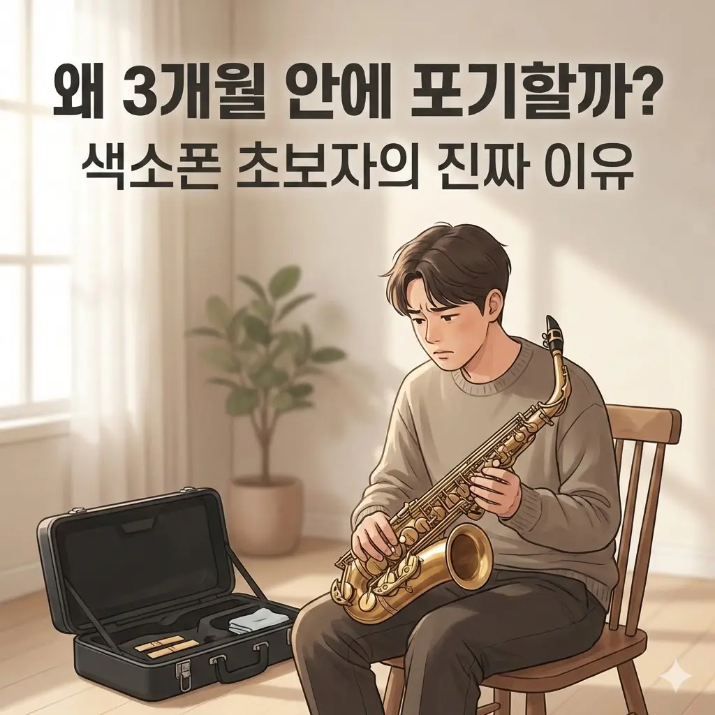 색소폰 초보자가 연습 과정에서 겪는 어려움과 포기 원인을 설명하는 대표 이미지