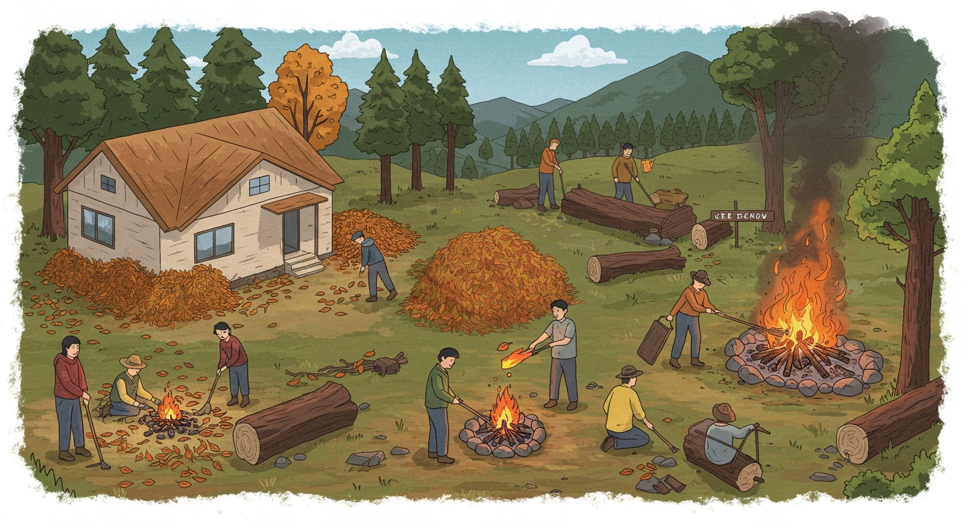 산불 예방 실천법을 보여주는 일러스트레이션