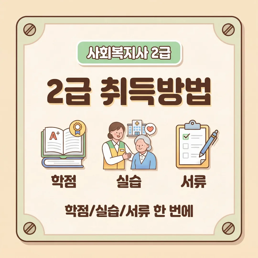 사회복지사 2급 취득방법을 실습과 서류, 기간 순서로 정리한 대표 이미지