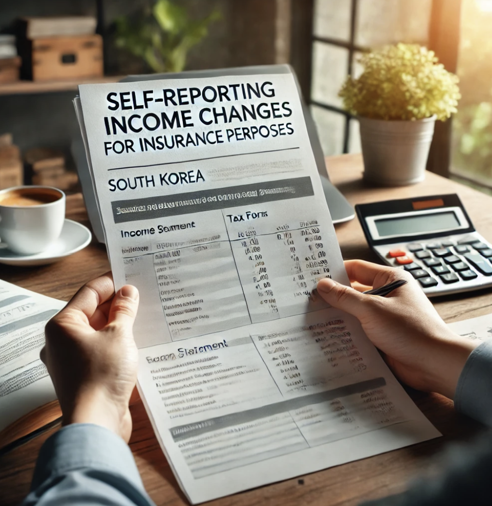 건강보험 서류를 검토하는 장면