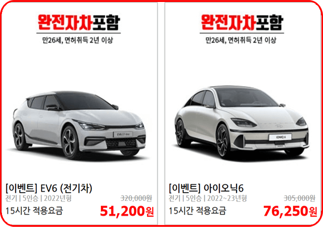 제주속으로, 전기차 제주 렌트카 요금표