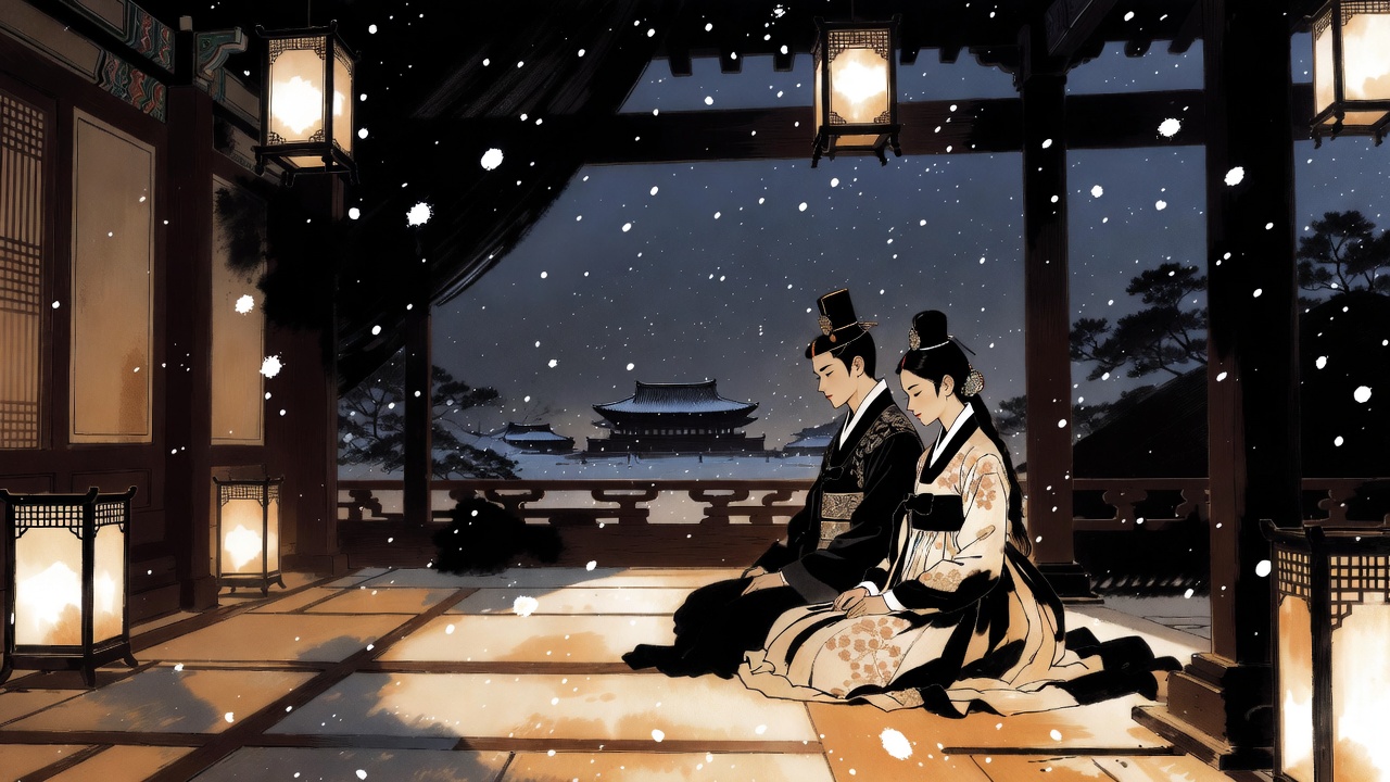 궁궐 안 현종과 명성왕후