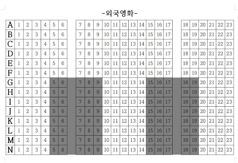외국영화 영화관 좌석 추천도