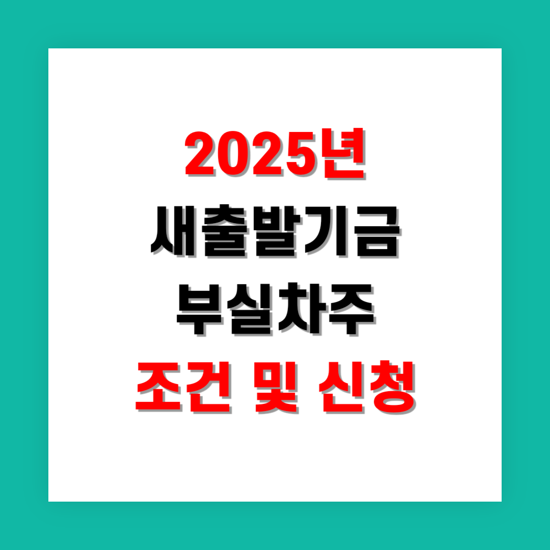 2025년 새출발기금 부실차주 조건 및 신청