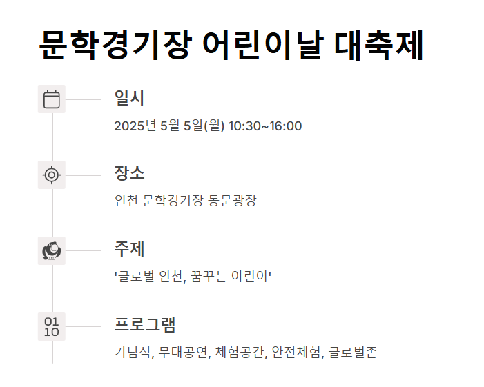 인천 어린이날 축제 총정리