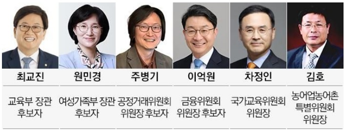 인선발표 장관급 6명