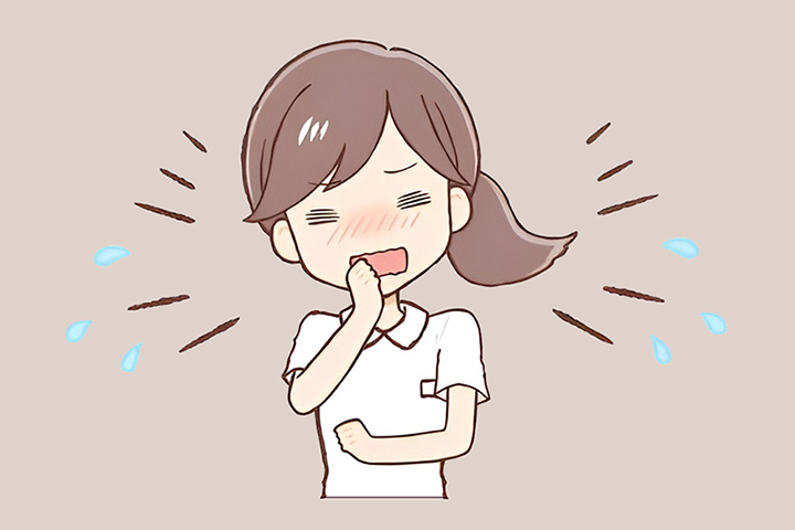 지속적인-기침으로-불편한-여성