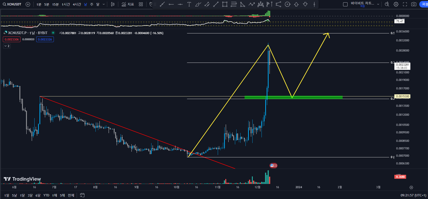 XCN 1일봉 매수타점