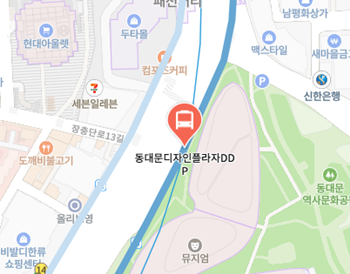 동대문디자인플라자DDP에서 인천공항 리무진 공항버스(6702번) 지도 위치