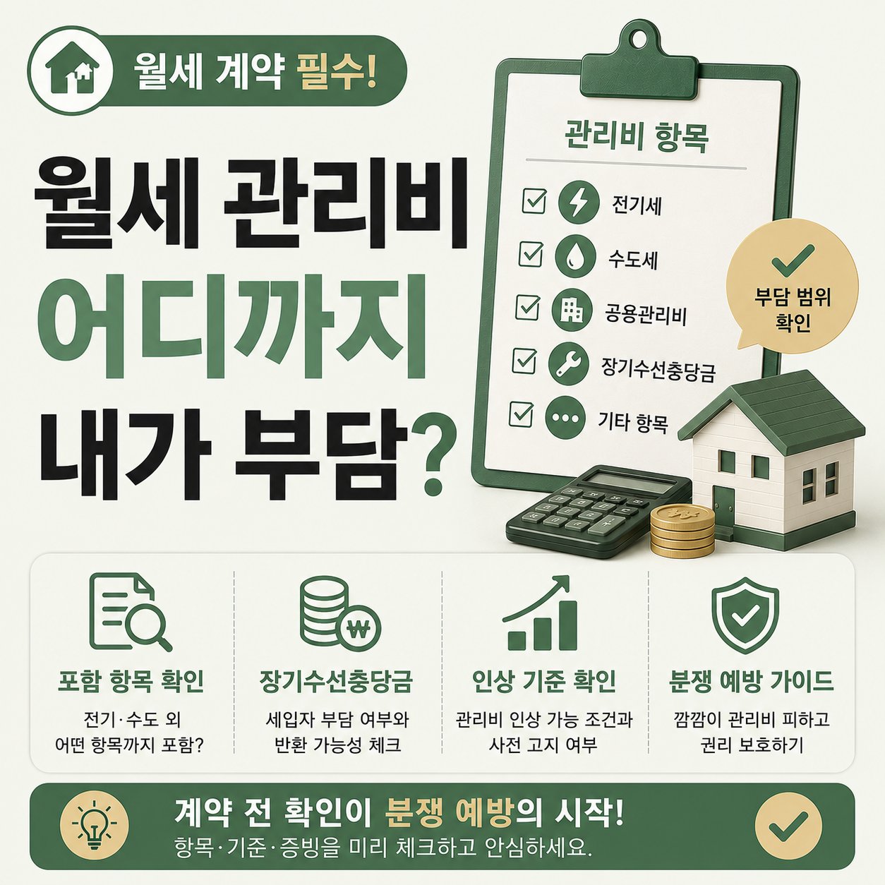 월세 관리비 항목과 부담 범위를 보여주는 이미지