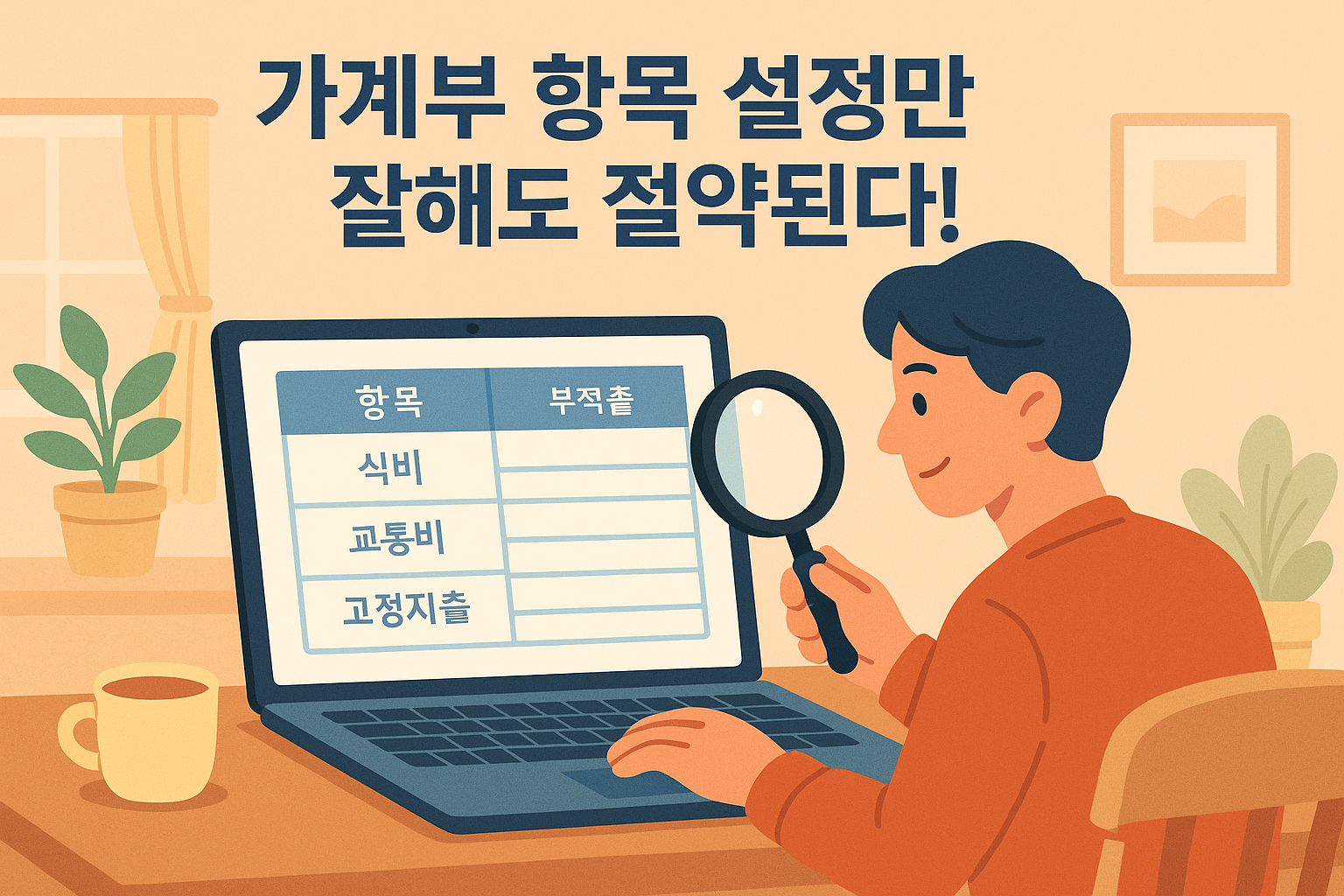 가계부 항목을 정리하는 모습