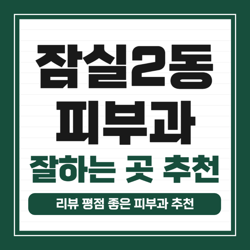 송파구 잠실2동 피부과 유명한 곳 모공 레이저 잘하는 곳 추천 TOP 5