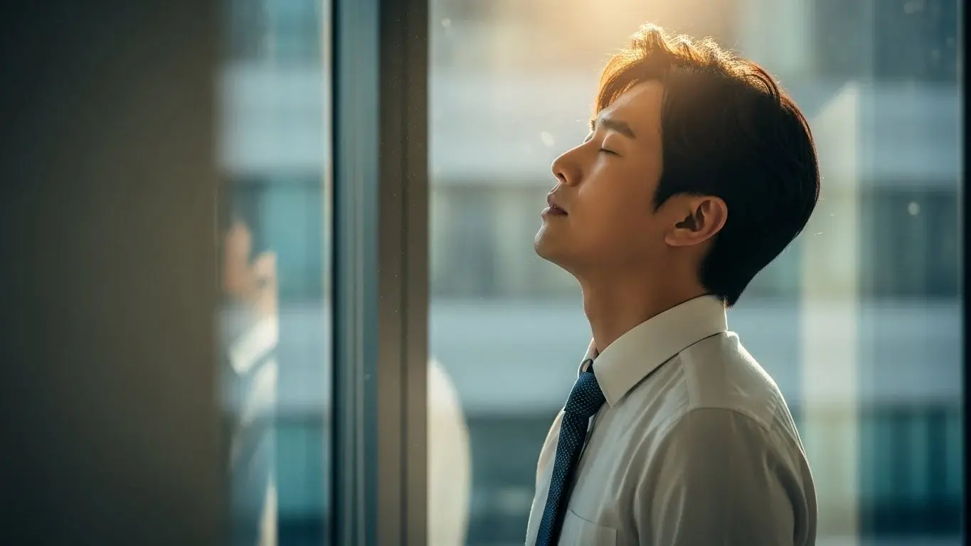 직장인이 잠시 휴식을 취하고 있는 이미지