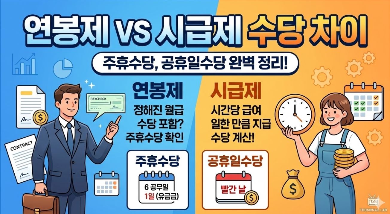 연봉제,시급제 수당차이 포스팅글 썸네일사진