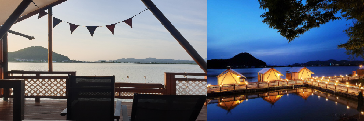 가을여행 글램핑장 추천중 하나인 해와달수상낚시빌리지