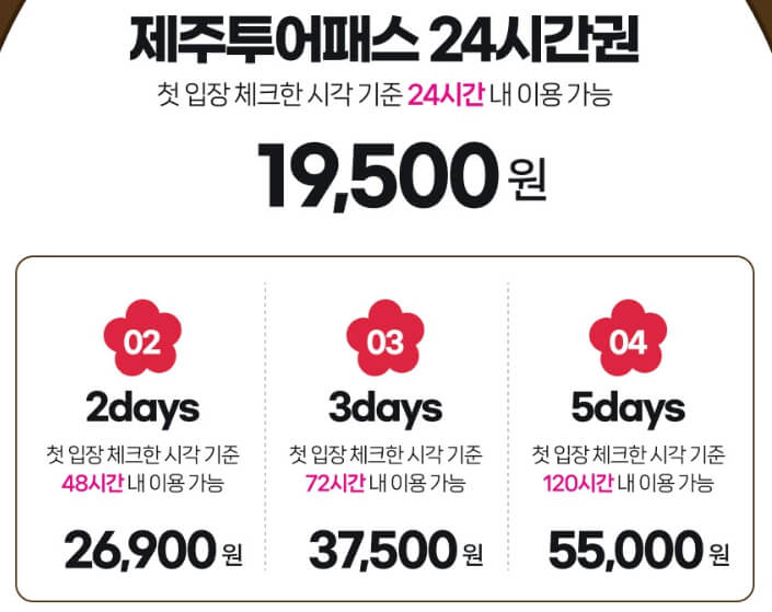 제주투어패스 종류 및 가격