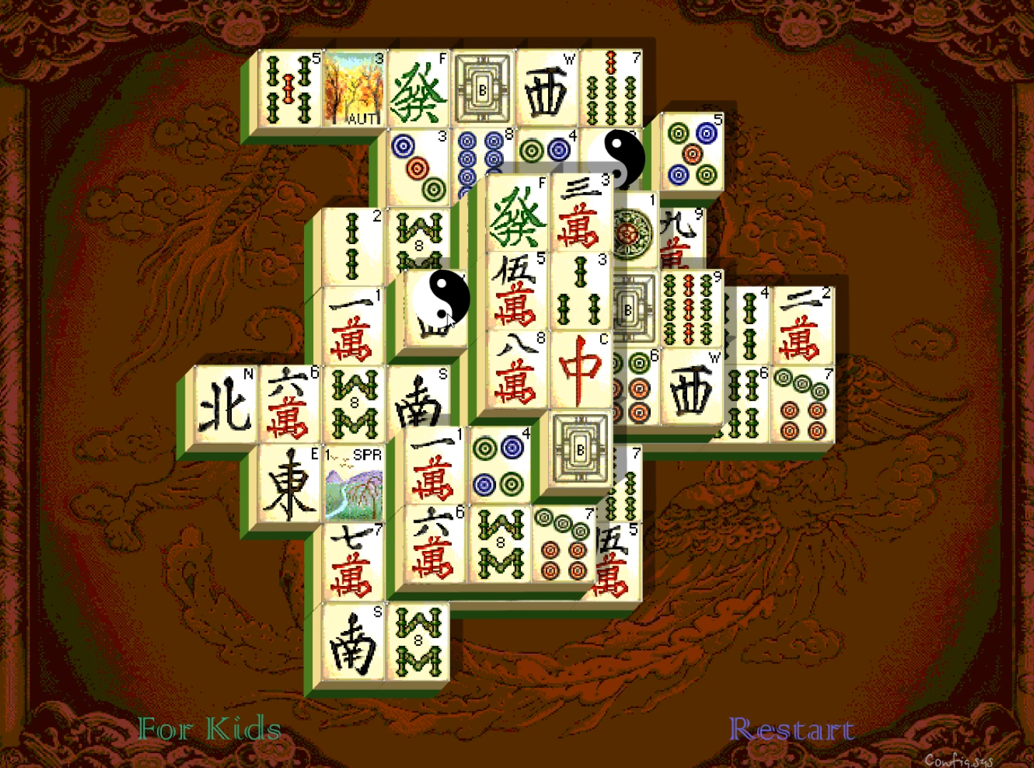 상하이-마작-플래시게임-플레이-같은-모양의-마작패의-짝을-맞추는-화면