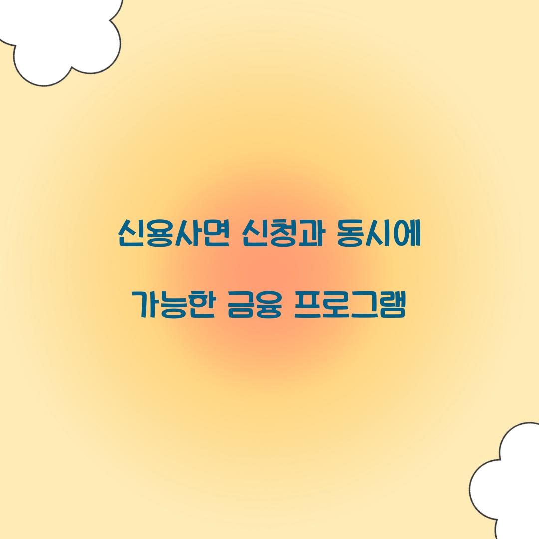신용사면 신청과 동시에 가능한 금융 프로그램
