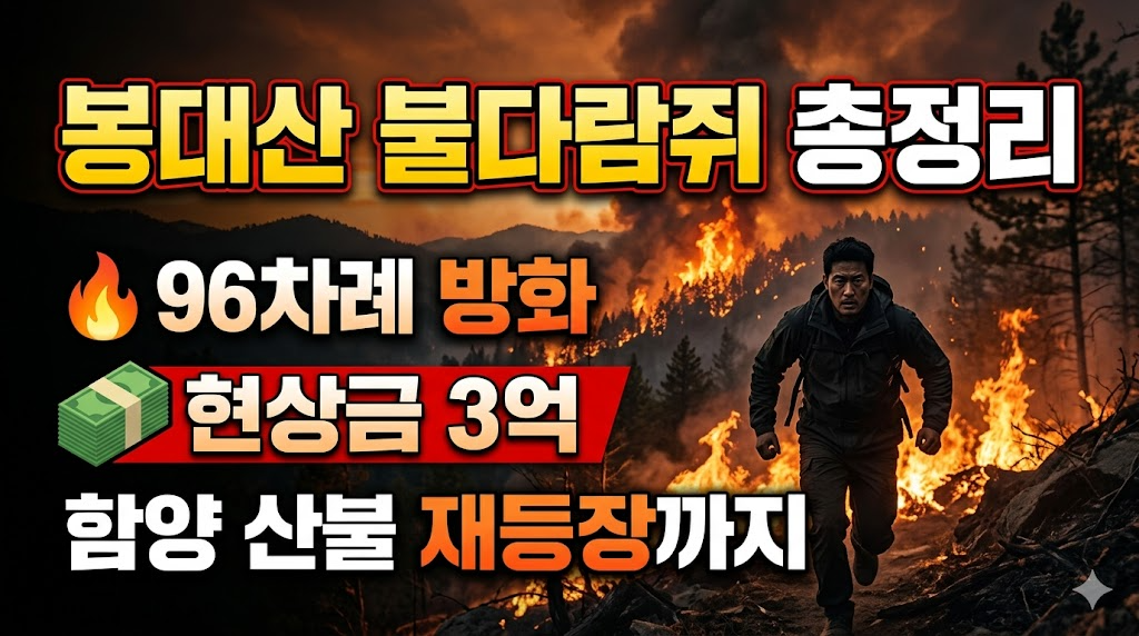 봉대산 불다람쥐 총정리｜96차례 방화&middot;현상금 3억&middot;함양 산불 재등장까지 한 번에 정리